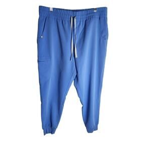 Figs Zamora Jogger scrub pants womens XL/P Blue zip pocket nurse medical office